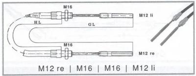 Peitz Bremsbowdenzug M12re-M12li / M16  - 1100/1450mm für AEV