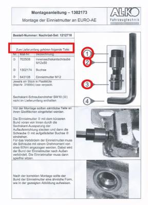 Alko Nachrüstsatz Einnietmutter AE-Euro