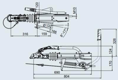 Alko Auflaufeinrichtung 161S Totpunkt, 950-1600kg, oben+unten, RB1637/2051