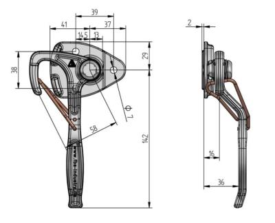 Verschluss Winkelhebel rechts Gr.0 mit Federsicherung