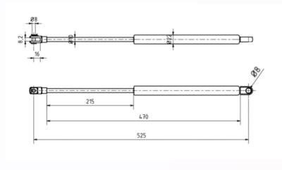 Gasdruckfeder 600N für Öffnungsmechanik