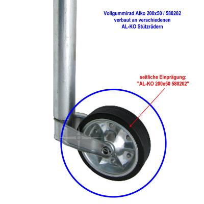 485450 | AL-KO 580202 - Vollgummirad 200x50 Nabe Ø20x65 500kg