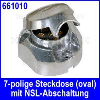 7 polige Anhänger Steckdose, ovales Metallgehäuse, mit NSL-Abschaltkontakt