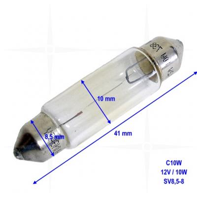 Glühlampe/Soffitte 12V/10W (C10W, SV8,5-8) 10x41 mm, klar