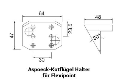 Aspöck Flexipoint-Leuchte mit Kabel DC Anschluss + Kotflügelhalter