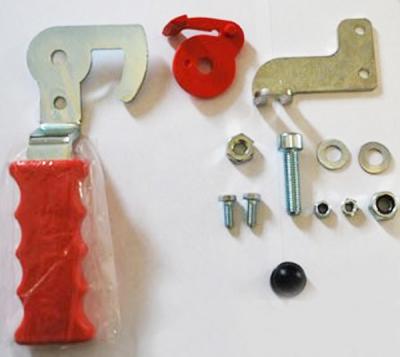 Stema Winkelhebel Griff rot, links komplett mit Einfallöse