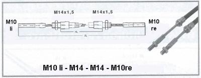 Alko Bremsbowdenzug M10re-M10li / M14 -  700/ 990mm für höhenverstellbar