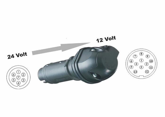 Spannungsreduzier Wandler, 24V 15-polig auf 12V 7-polig