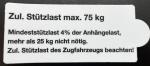 Aufkleber für Anhänger: zul. Stützlast max. 75 kg
