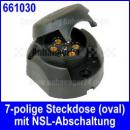 661030 | 7-polige Steckdose mit NSL-Abschaltkontakt, Kunststoff, oval